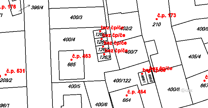 Zlín 94066621 na parcele st. 1263 v KÚ Prštné, Katastrální mapa