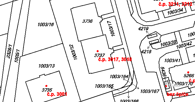 Havlíčkův Brod 3017,3018 na parcele st. 3737 v KÚ Havlíčkův Brod, Katastrální mapa
