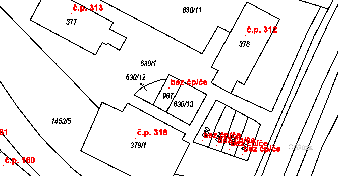 Chýnov 96337621 na parcele st. 967 v KÚ Chýnov u Tábora, Katastrální mapa