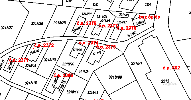 Horní Těrlicko 2376, Těrlicko na parcele st. 3218/75 v KÚ Horní Těrlicko, Katastrální mapa