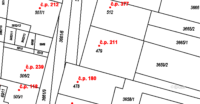 Brumovice 211 na parcele st. 479 v KÚ Brumovice, Katastrální mapa