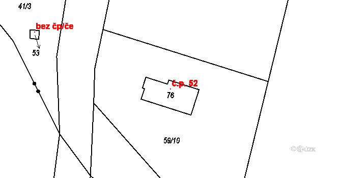 Charvatce 52, Libčeves na parcele st. 76 v KÚ Charvatce u Loun, Katastrální mapa