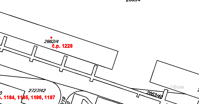 Holešov 1228 na parcele st. 2662/4 v KÚ Holešov, Katastrální mapa