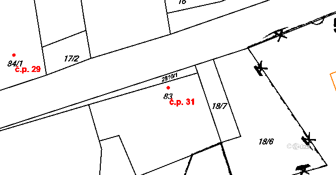 Lhotice 31, Lišov na parcele st. 83 v KÚ Lhotice u Českých Budějovic, Katastrální mapa