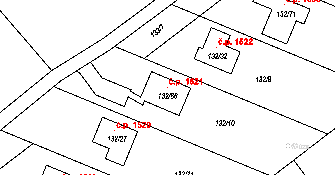 Ráj 1521, Karviná na parcele st. 132/86 v KÚ Ráj, Katastrální mapa