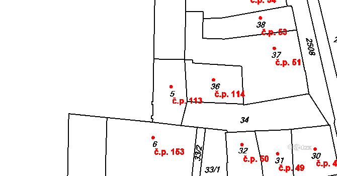 Třeboň I 113, Třeboň na parcele st. 5 v KÚ Třeboň, Katastrální mapa