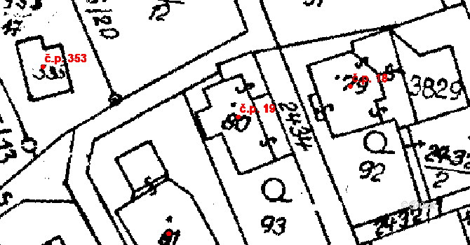 Horní Branná 19 na parcele st. 80 v KÚ Horní Branná, Katastrální mapa