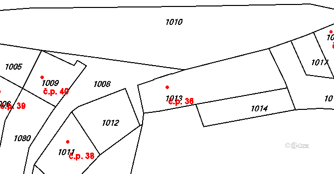 Mimoň IV 36, Mimoň na parcele st. 1013 v KÚ Mimoň, Katastrální mapa