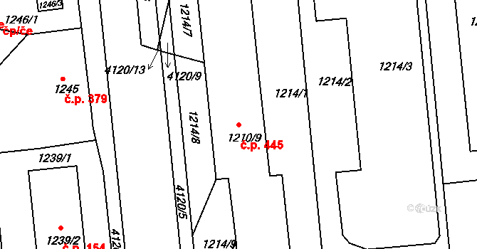 Podmoklice 445, Semily na parcele st. 1210/9 v KÚ Semily, Katastrální mapa