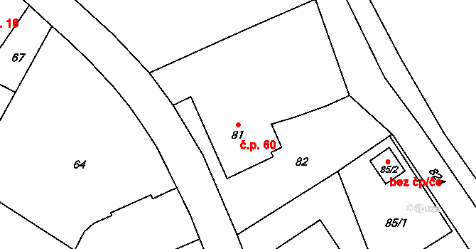 Závada 60, Petrovice u Karviné na parcele st. 81 v KÚ Závada nad Olší, Katastrální mapa