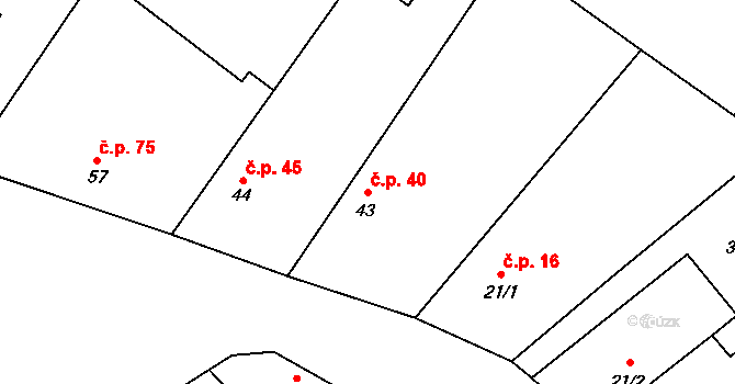 Křečkov 40 na parcele st. 43 v KÚ Křečkov, Katastrální mapa