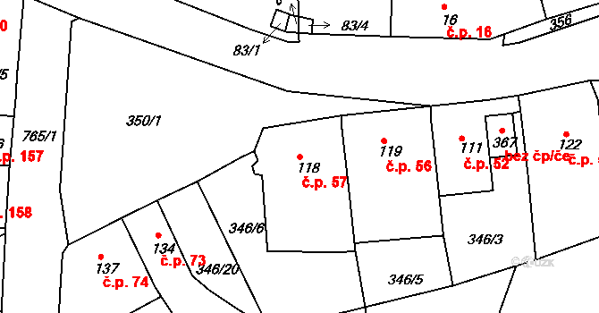 Maršov 57, Krupka na parcele st. 118 v KÚ Maršov u Krupky, Katastrální mapa