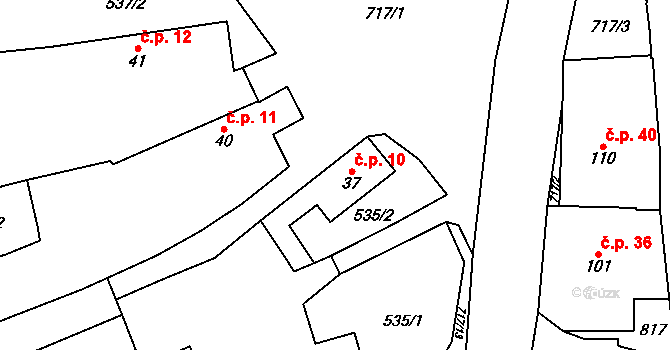 Lbín 10, Bžany na parcele st. 37 v KÚ Lysec, Katastrální mapa
