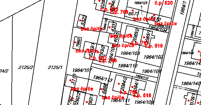 Borovina 766, Třebíč na parcele st. 2293/2 v KÚ Třebíč, Katastrální mapa