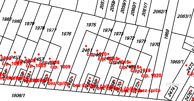 Husovice 1015, Brno na parcele st. 2463 v KÚ Husovice, Katastrální mapa