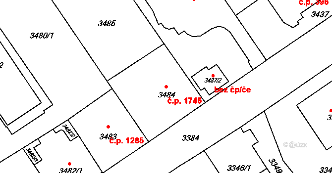 Černá Pole 1745, Brno na parcele st. 3484 v KÚ Černá Pole, Katastrální mapa