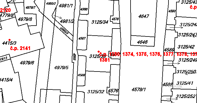 Řečkovice 1374,1375,1376,1377,, Brno na parcele st. 3125/33 v KÚ Řečkovice, Katastrální mapa
