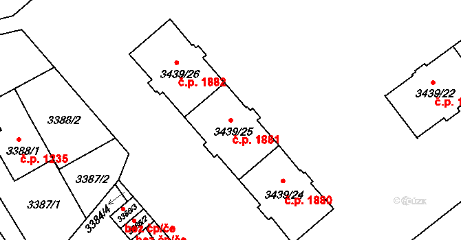 Místek 1881, Frýdek-Místek na parcele st. 3439/25 v KÚ Místek, Katastrální mapa