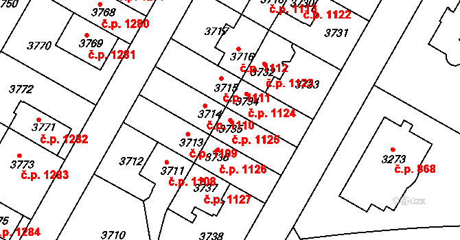 Dejvice 1125, Praha na parcele st. 3735 v KÚ Dejvice, Katastrální mapa