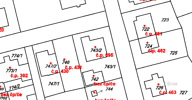 Řepy 695, Praha na parcele st. 743/2 v KÚ Řepy, Katastrální mapa