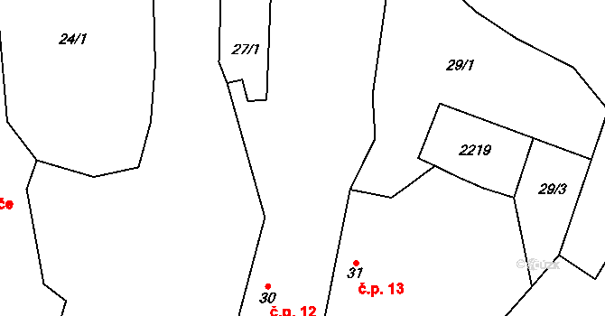 Čečelovice 12 na parcele st. 30 v KÚ Čečelovice, Katastrální mapa