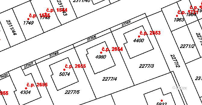 Dvůr Králové nad Labem 2654 na parcele st. 4980 v KÚ Dvůr Králové nad Labem, Katastrální mapa