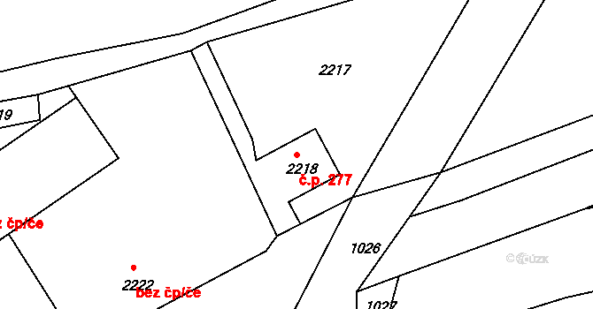 Zákupy 277 na parcele st. 2218 v KÚ Zákupy, Katastrální mapa