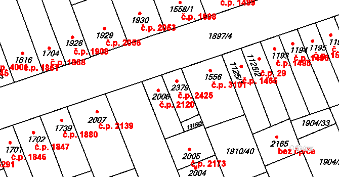 Hodonín 2425 na parcele st. 2379 v KÚ Hodonín, Katastrální mapa