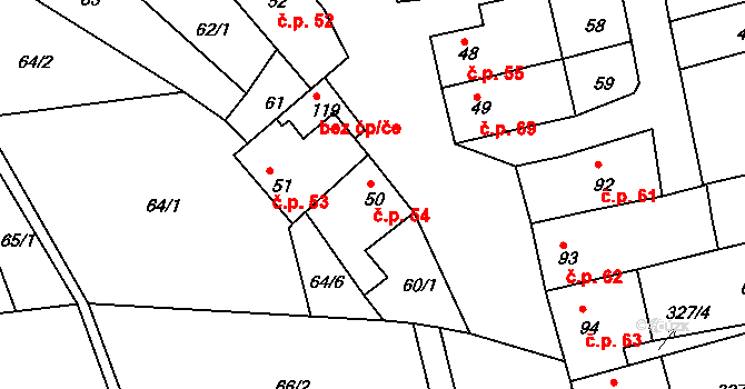 Kroužek 54, Rousínov na parcele st. 50 v KÚ Kroužek, Katastrální mapa