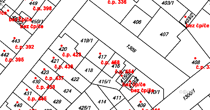 Božkov 458, Plzeň na parcele st. 417 v KÚ Božkov, Katastrální mapa