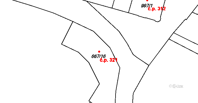 Vítkov 321 na parcele st. 667/16 v KÚ Vítkov, Katastrální mapa
