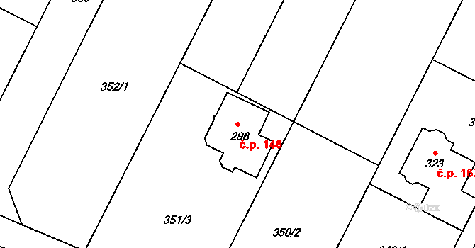 Trávník 145, Kroměříž na parcele st. 296 v KÚ Trávník, Katastrální mapa