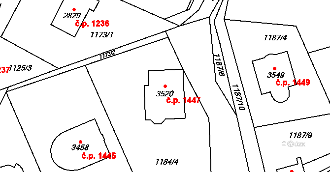 Vrchlabí 1447 na parcele st. 3520 v KÚ Vrchlabí, Katastrální mapa