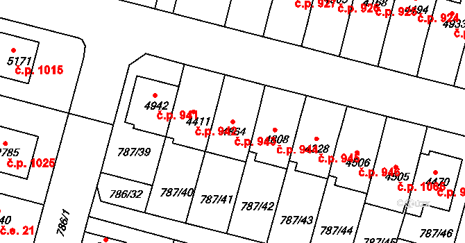 Plzeňské Předměstí 943, Rokycany na parcele st. 4864 v KÚ Rokycany, Katastrální mapa