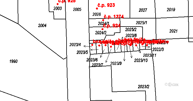 Třešť 1374 na parcele st. 2024/1 v KÚ Třešť, Katastrální mapa