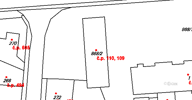 Habartov 109,110 na parcele st. 868/2 v KÚ Habartov, Katastrální mapa