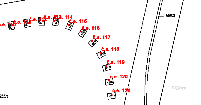 Žamberk 118 na parcele st. 4418 v KÚ Žamberk, Katastrální mapa
