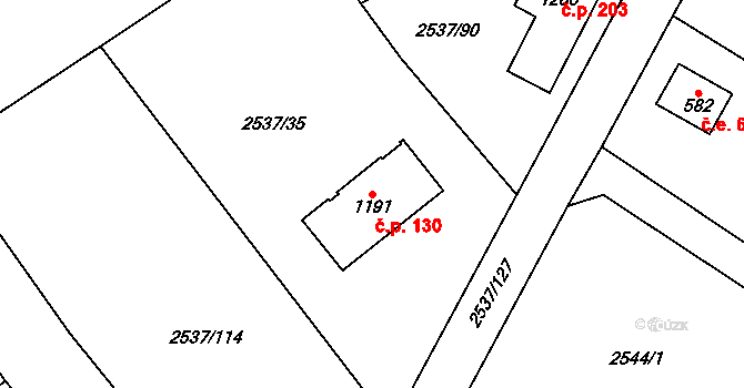 Nespeky 130 na parcele st. 1191 v KÚ Nespeky, Katastrální mapa