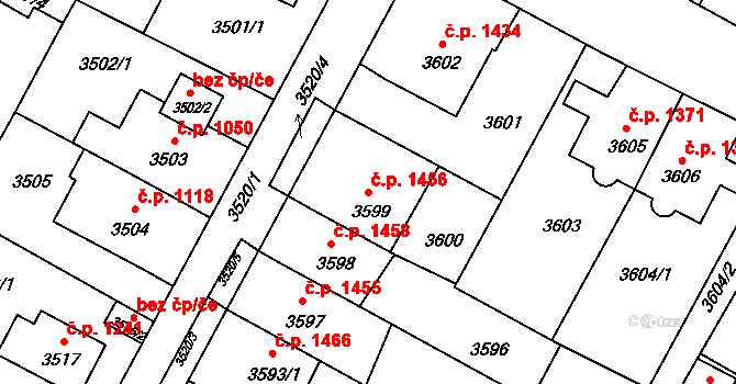 Předměstí 1456, Litoměřice na parcele st. 3599 v KÚ Litoměřice, Katastrální mapa