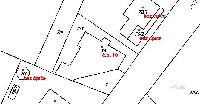 Vystrkov 10, Cetenov na parcele st. 14 v KÚ Cetenov, Katastrální mapa