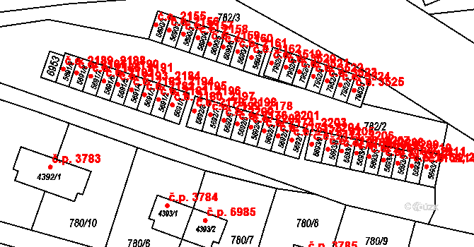 Zlín 2176,2201 na parcele st. 5692/5 v KÚ Zlín, Katastrální mapa