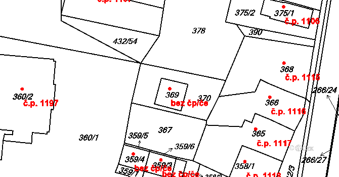 Brumov-Bylnice 38893622 na parcele st. 369 v KÚ Brumov, Katastrální mapa