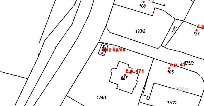 Předměřice nad Labem 40286622 na parcele st. 689 v KÚ Předměřice nad Labem, Katastrální mapa