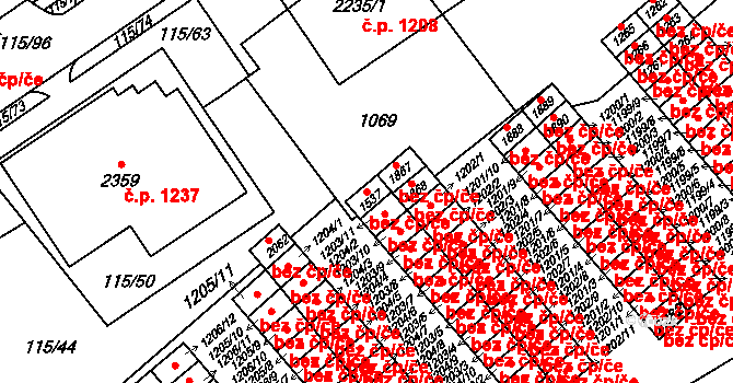Olomouc 40865622 na parcele st. 1537 v KÚ Nová Ulice, Katastrální mapa