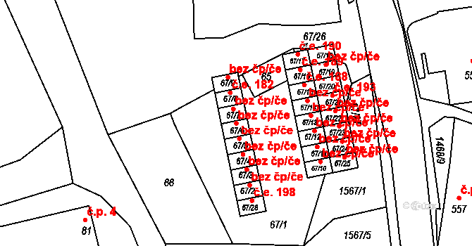 Olomučany 1192 na parcele st. 67/6 v KÚ Olomučany, Katastrální mapa