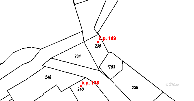 Křenovice 189 na parcele st. 235 v KÚ Křenovice u Kojetína, Katastrální mapa