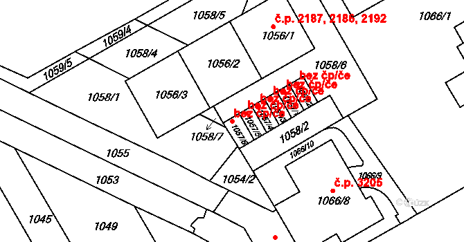 Brno 45500622 na parcele st. 1057/6 v KÚ Žabovřesky, Katastrální mapa