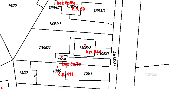 Bolatice 644 na parcele st. 1395/2 v KÚ Bolatice, Katastrální mapa