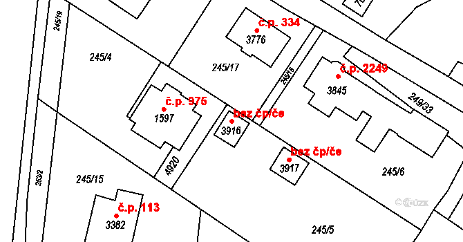 Rožnov pod Radhoštěm 45662622 na parcele st. 3916 v KÚ Rožnov pod Radhoštěm, Katastrální mapa