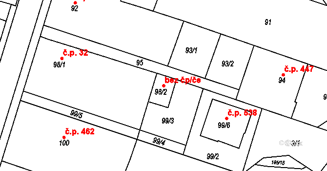 Želechovice nad Dřevnicí 47861622 na parcele st. 98/2 v KÚ Želechovice nad Dřevnicí, Katastrální mapa